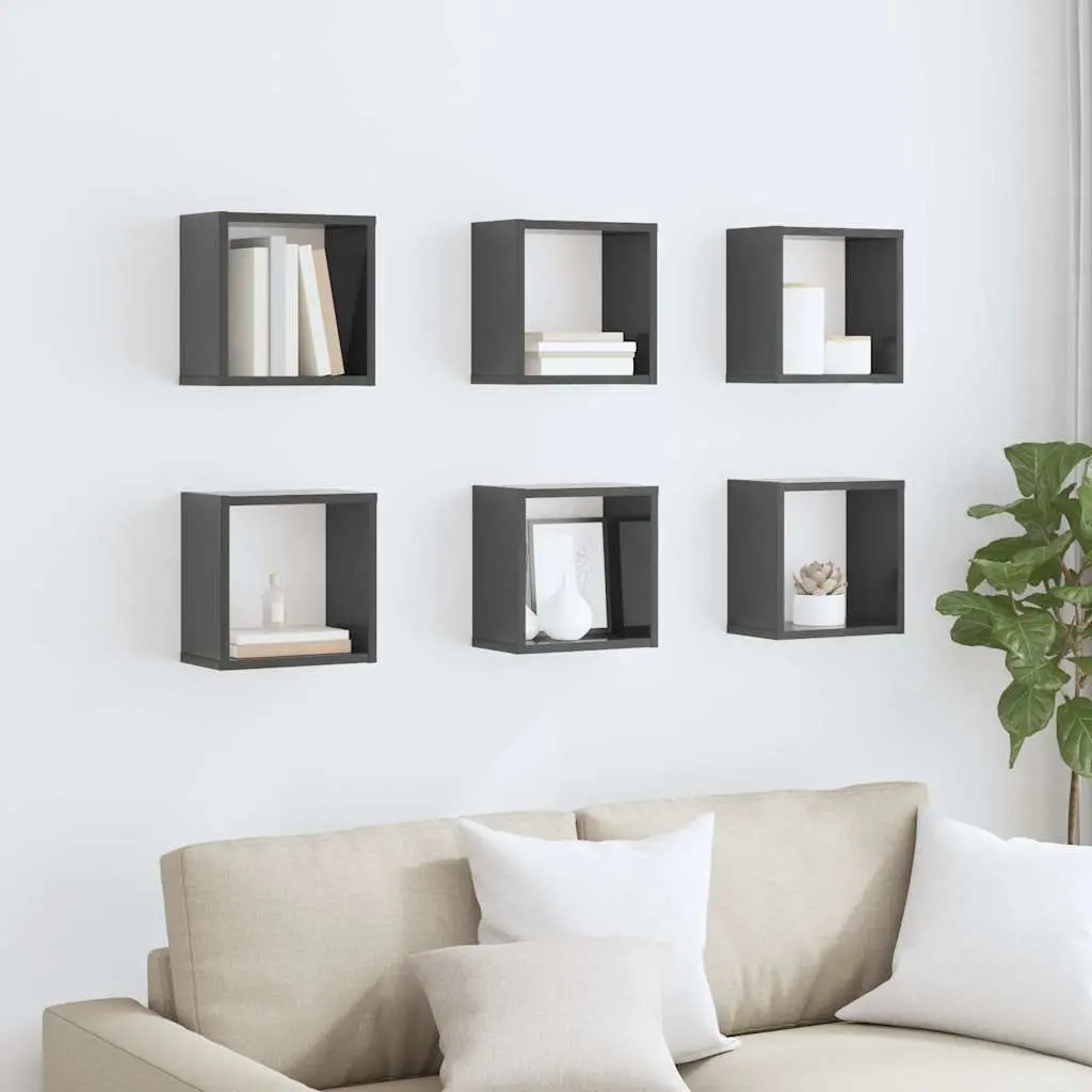 6-Piece Grey Cube Shelf Set