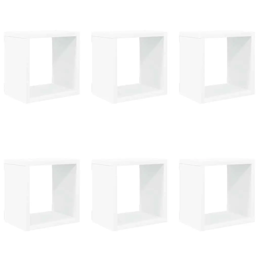 Wall Cube Shelves 6 Pieces White Floating Storage Display Hanging Organiser Set