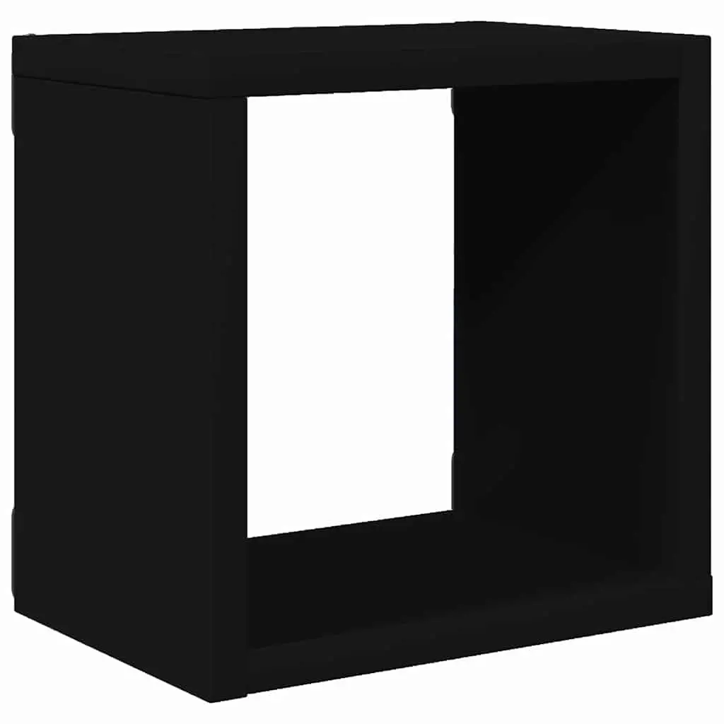 Wall Cube Shelves Black Floating Storage Display 4 Piece 22 x 15 x 22 cm