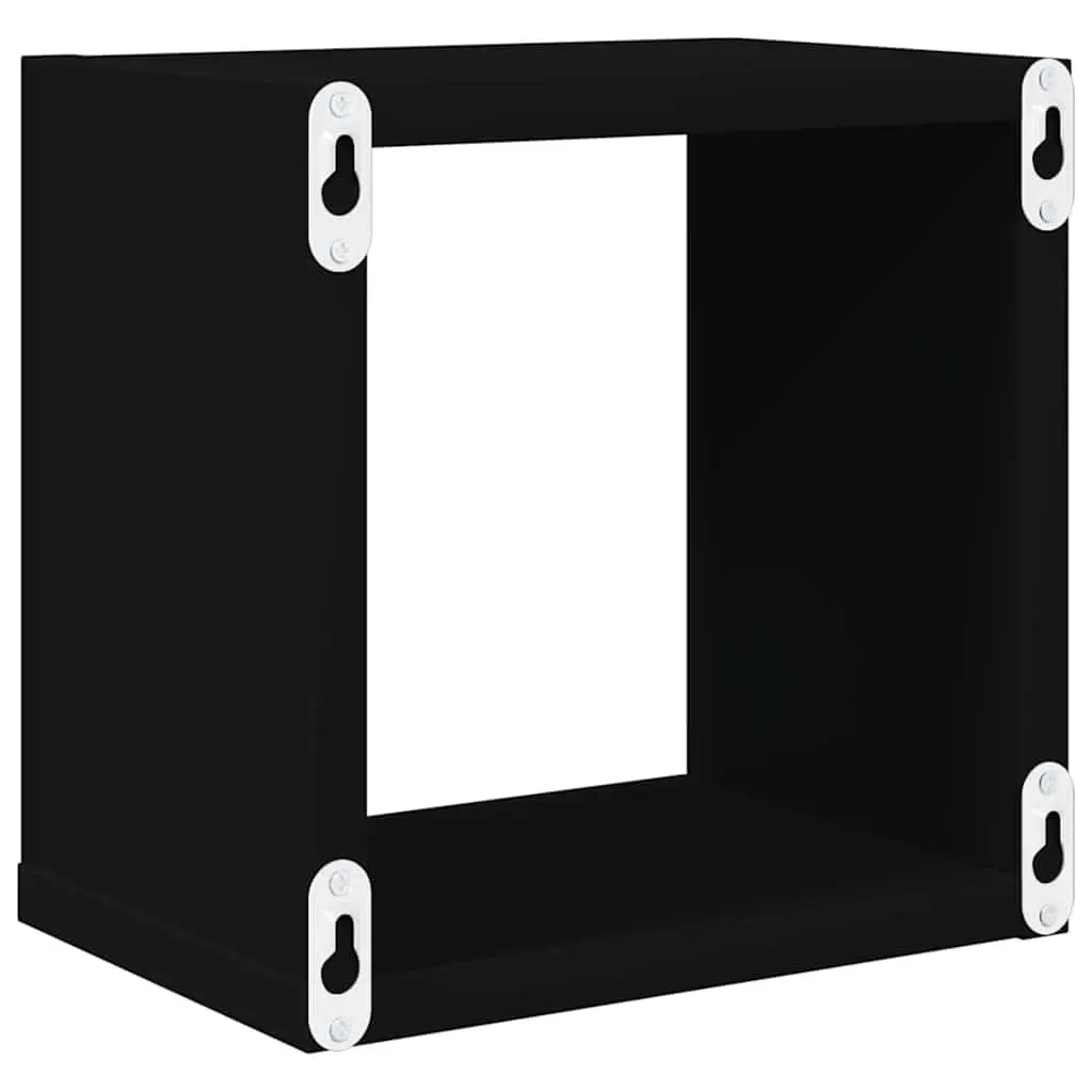 Wall Cube Shelves Black Floating Storage Display 4 Piece 22 x 15 x 22 cm