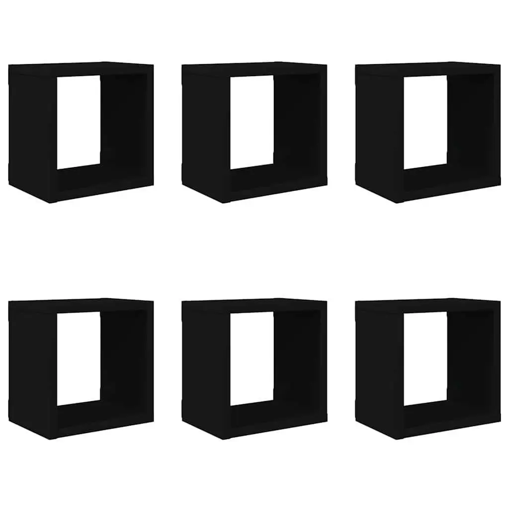 Wall Cube Shelves Floating Storage Display Organizer Black 6 Piece Set