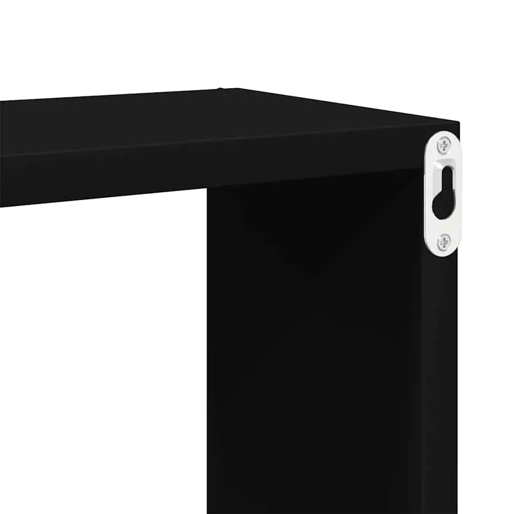 Wall Cube Shelves Floating Storage Display Organizer Black 6 Piece Set