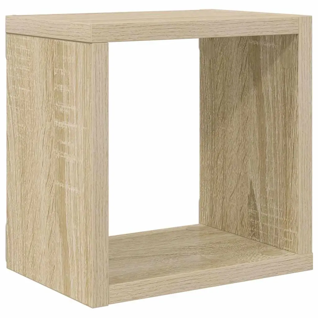 Wall Cube Shelves Floating Storage Display 4 Piece Set Brown