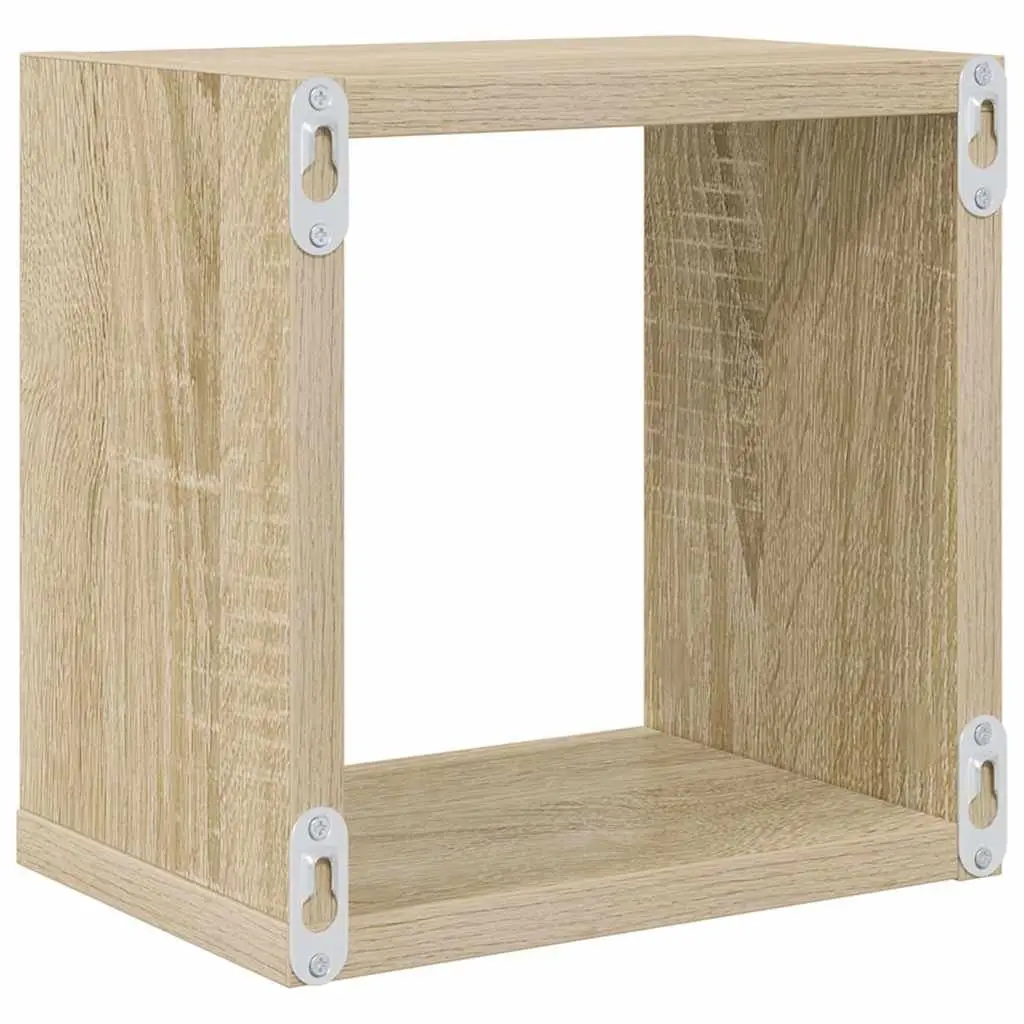 Wall Cube Shelves Floating Storage Display 4 Piece Set Brown
