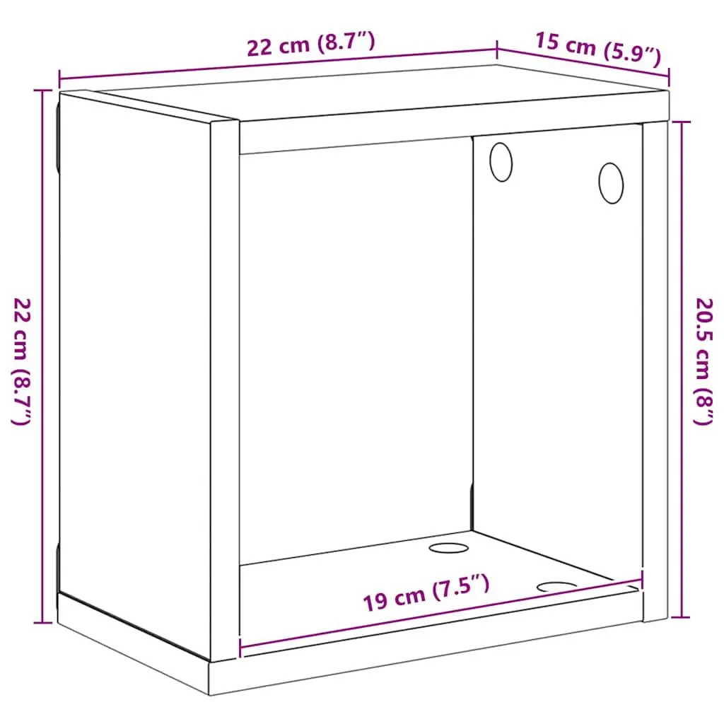 Wall Cube Shelves 6 Pieces Brown Floating Storage Display Organizer Home Decor