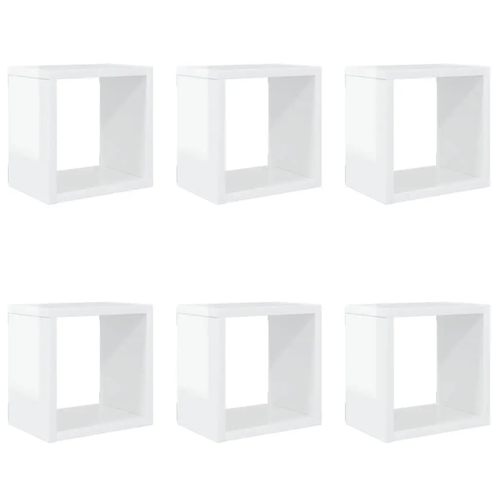 Wall Cube Shelves Set 6 Piece White Floating Storage Display Organiser