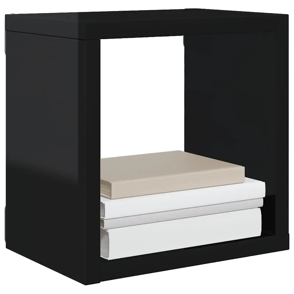 Wall Cube Shelves 4 Pcs Floating Storage Display Black Hanging Organizer Set