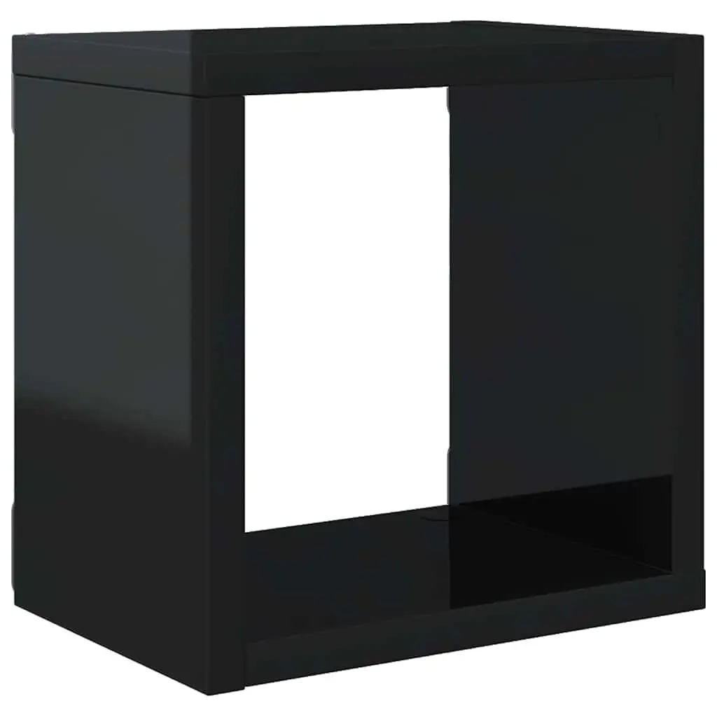 Wall Cube Shelves Floating Black 6 Pieces Storage Display Organiser Home Decor