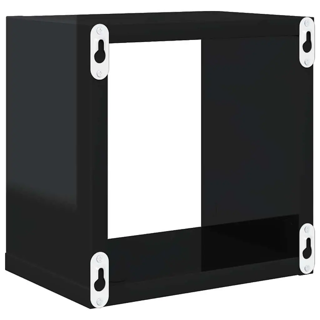 Wall Cube Shelves Floating Black 6 Pieces Storage Display Organiser Home Decor