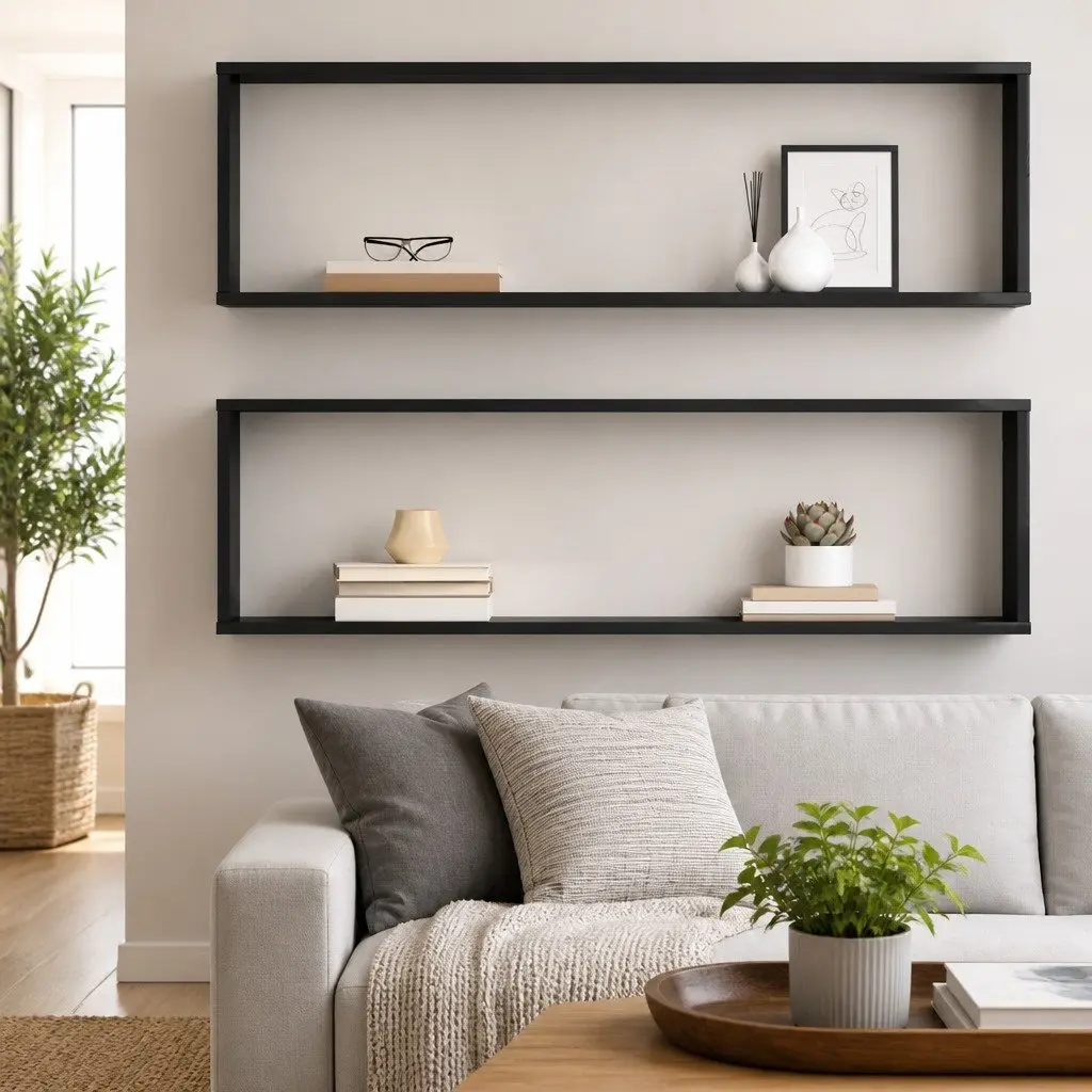 Wall Cube Shelves Grey 100x15x30 cm 2 Piece Display Storage Floating Shelving Unit