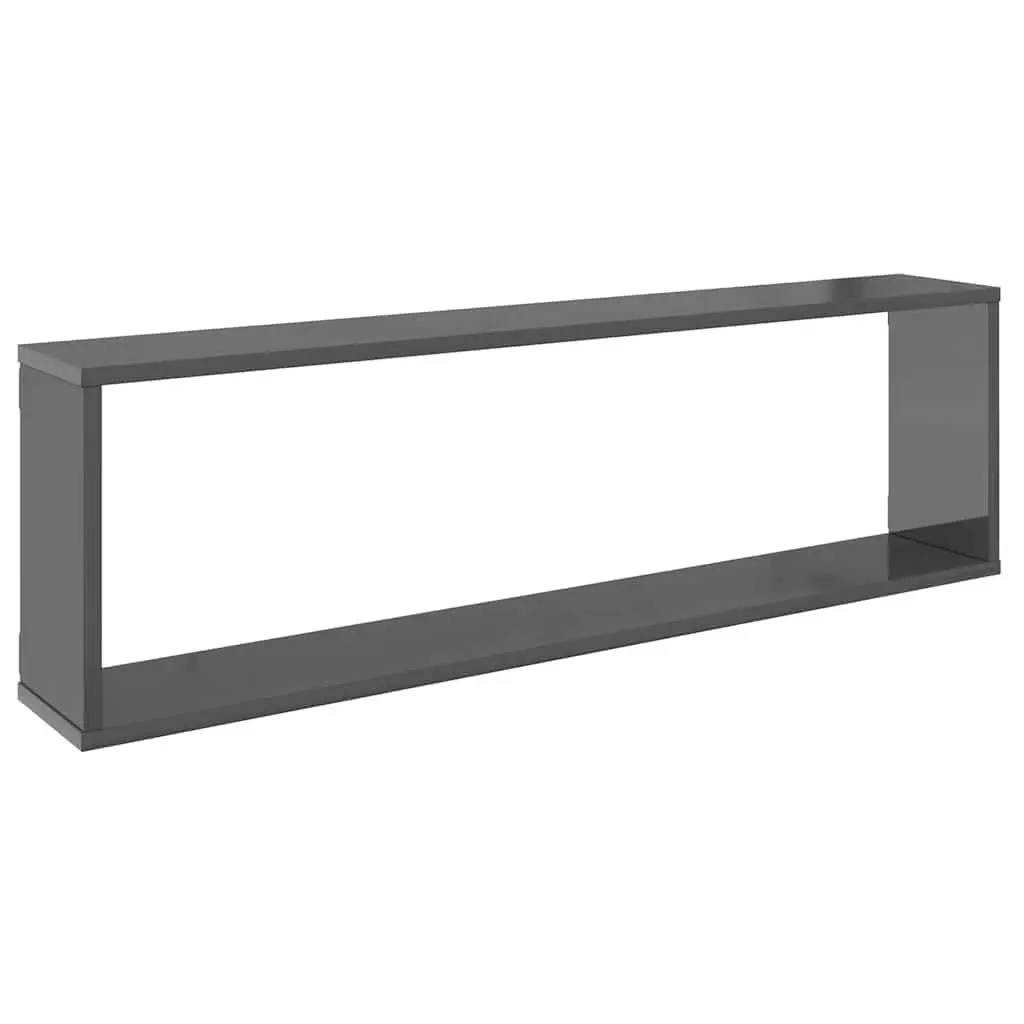 Wall Cube Shelves Grey 100x15x30 cm 2 Piece Display Storage Floating Shelving Unit