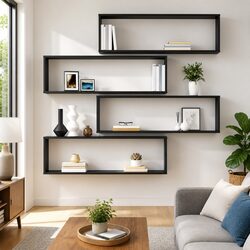 Wall Cube Shelves 4 pcs High Gloss Grey Floating Storage Display Organiser