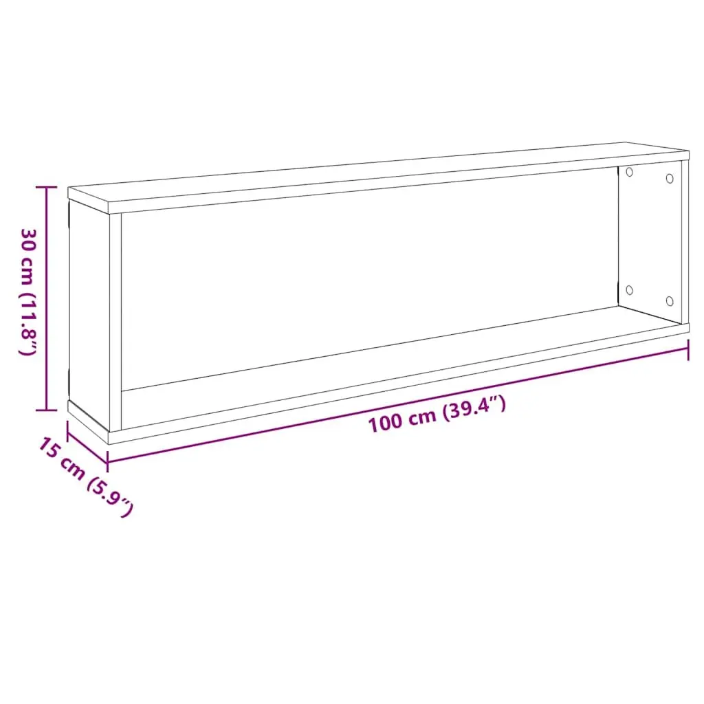 Cube Shelves Grey High Gloss 4 Piece Floating Storage Display Organiser