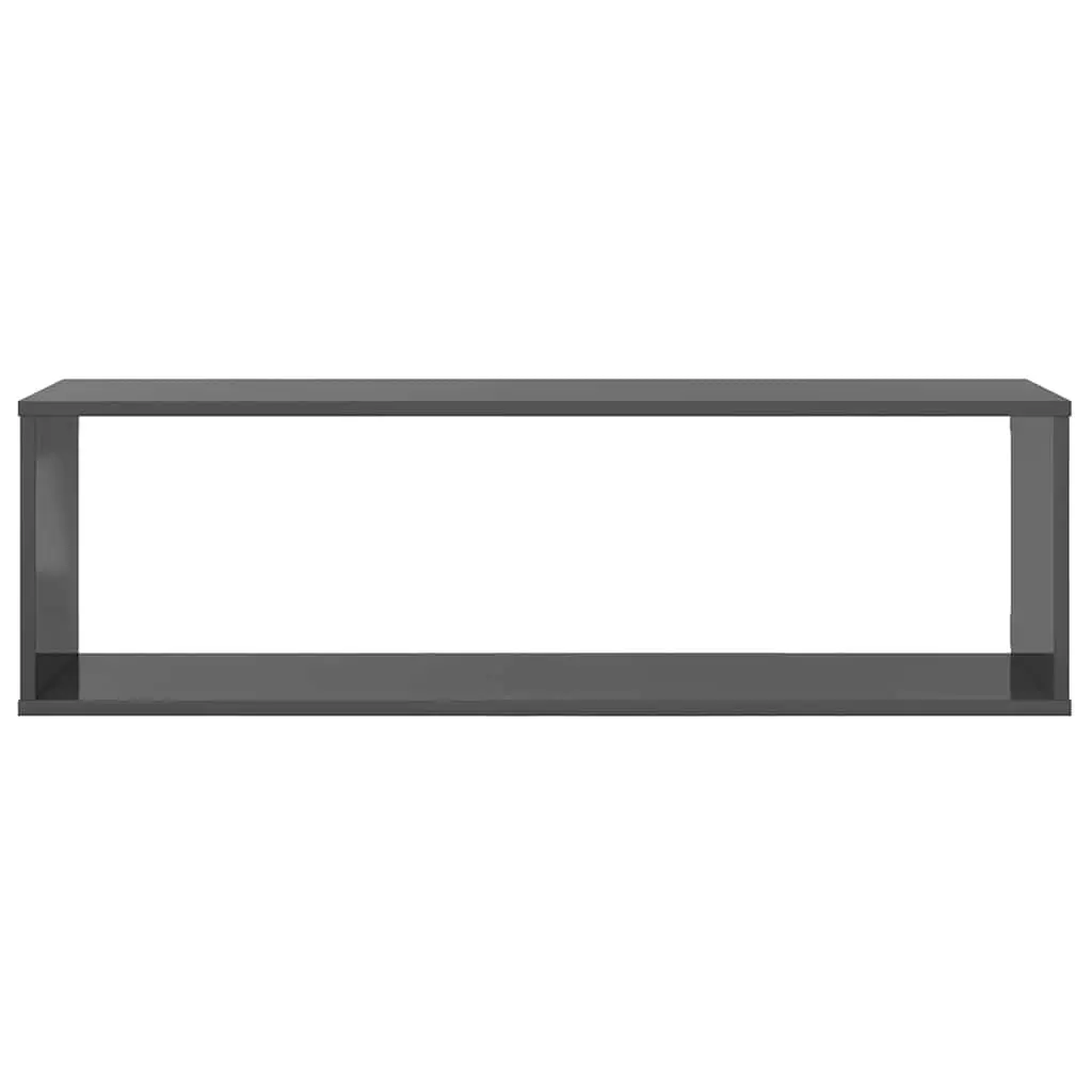 Cube Shelves Grey High Gloss 4 Piece Floating Storage Display Organiser
