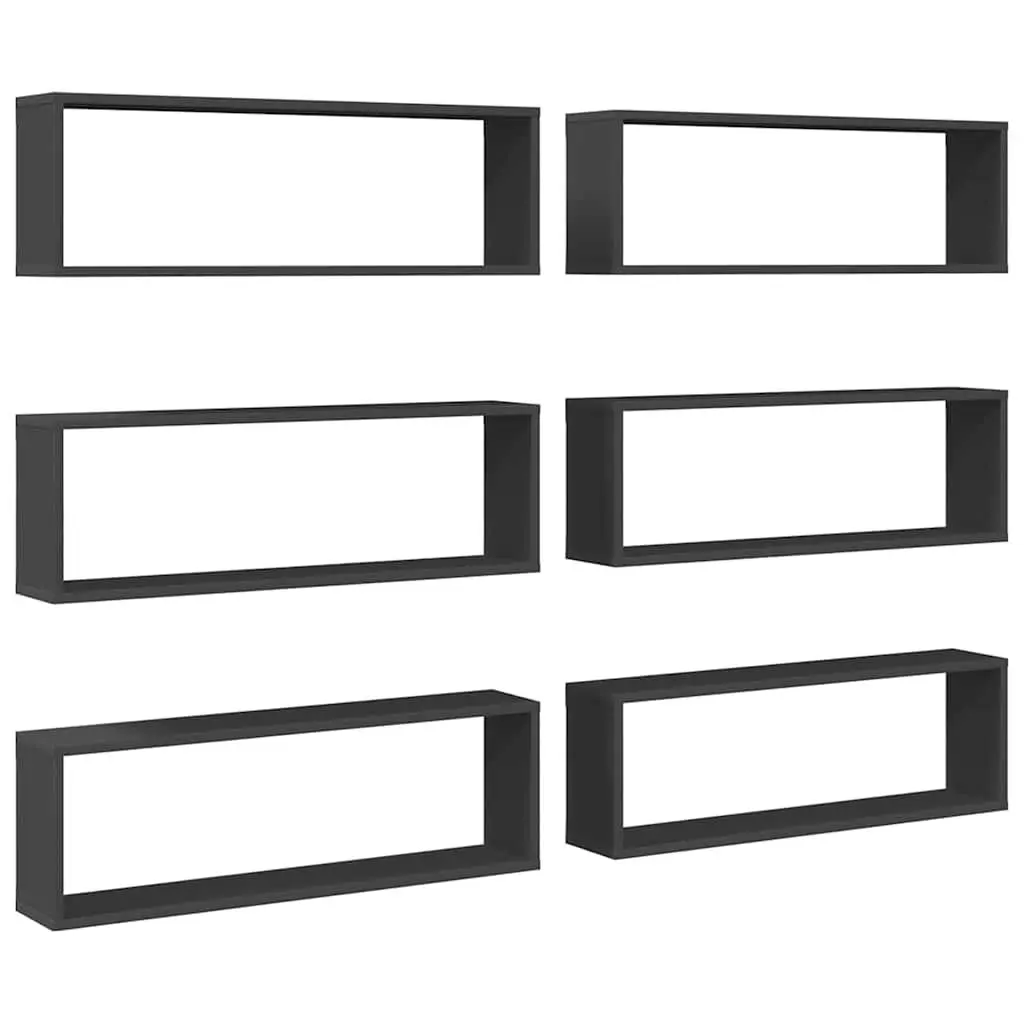 Wall Cube Shelves Grey 6 Piece Set Storage Display Floating Mounted Home Decor
