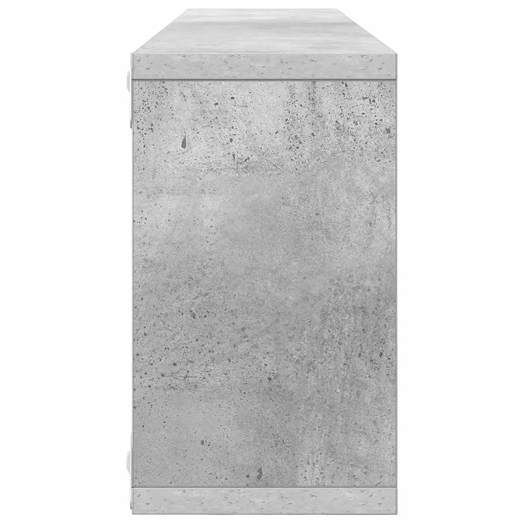 Wall Cube Shelves Set Grey Engineered Wood Display Storage Unit 80 x 15 x 26.5 cm