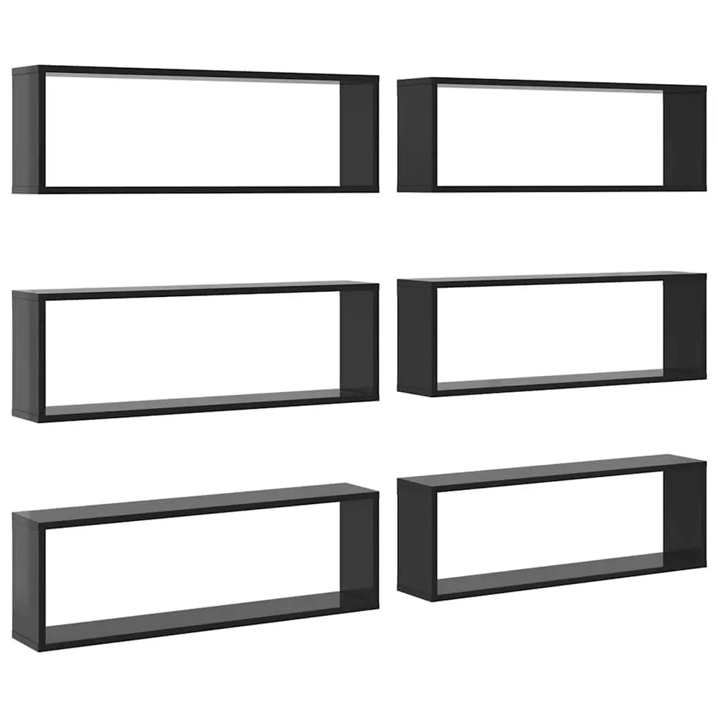 Wall Cube Shelves Set Grey Storage Display 6 Piece