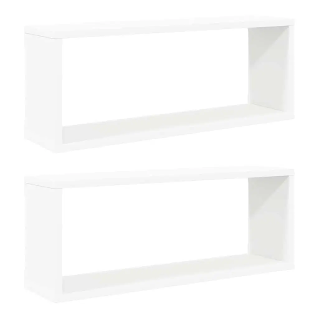 Wall Cube Shelves White Floating Storage Display 60 x 15 x 23 cm 2 Piece