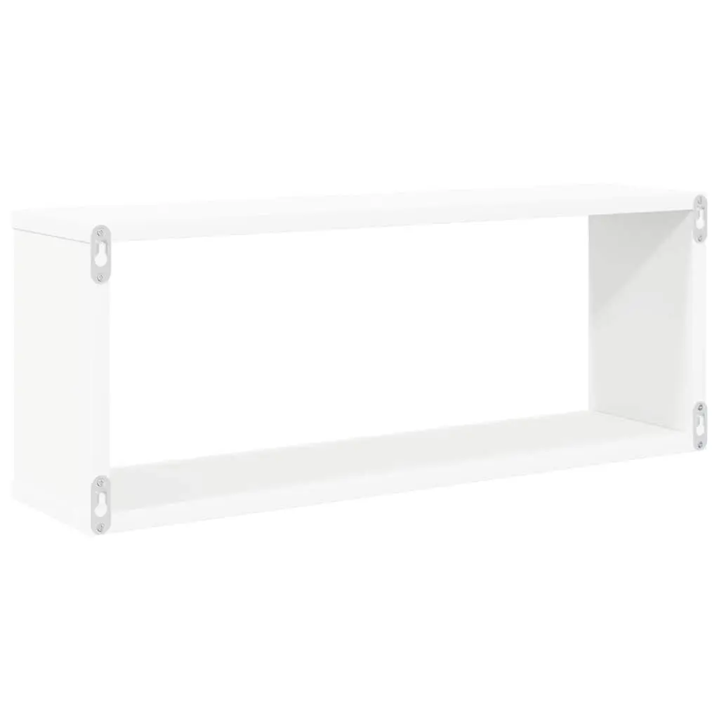 Wall Cube Shelves White Floating Storage Display 60 x 15 x 23 cm 2 Piece