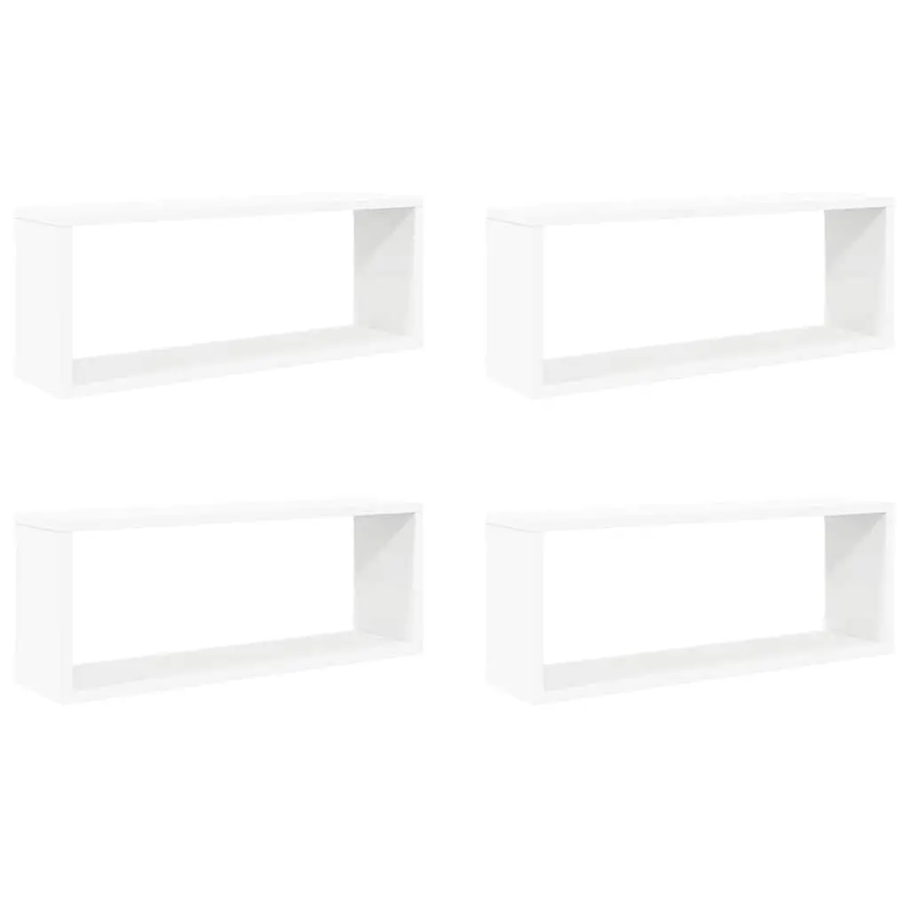 Wall Cube Shelves Set White Storage Display 60 x 15 x 23 cm 4 Piece
