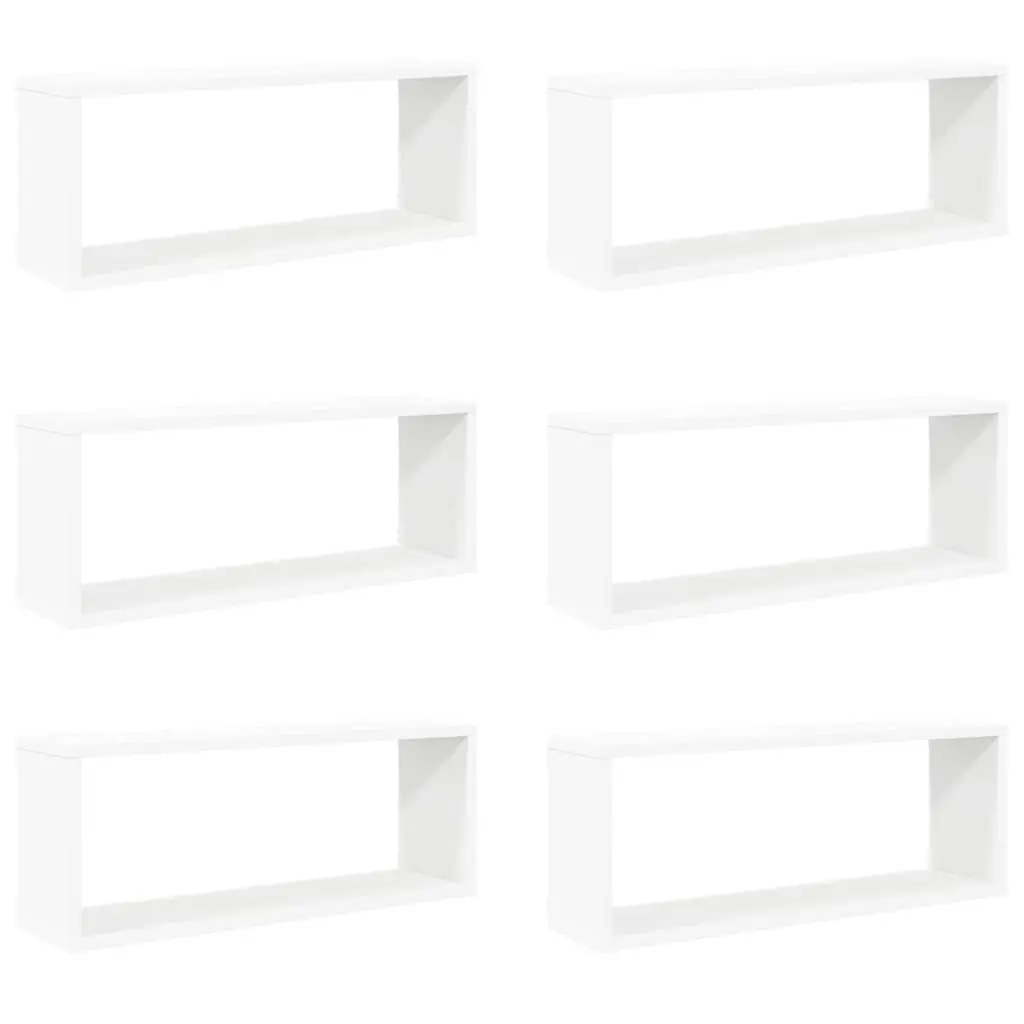 Wall Cube Shelves White 6 Piece Set Storage Display Floating Shelving Unit