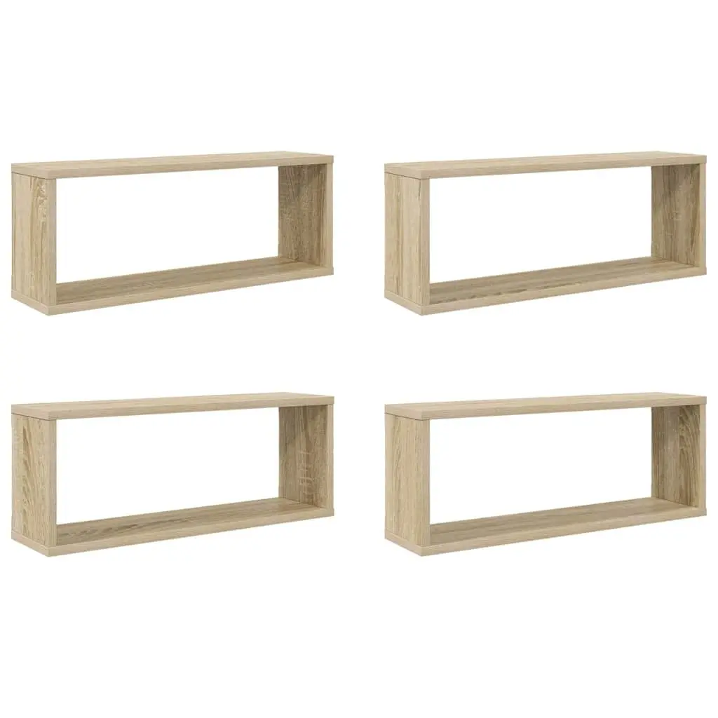 Wall Cube Shelves Brown Floating Storage Display Organiser Set of 4