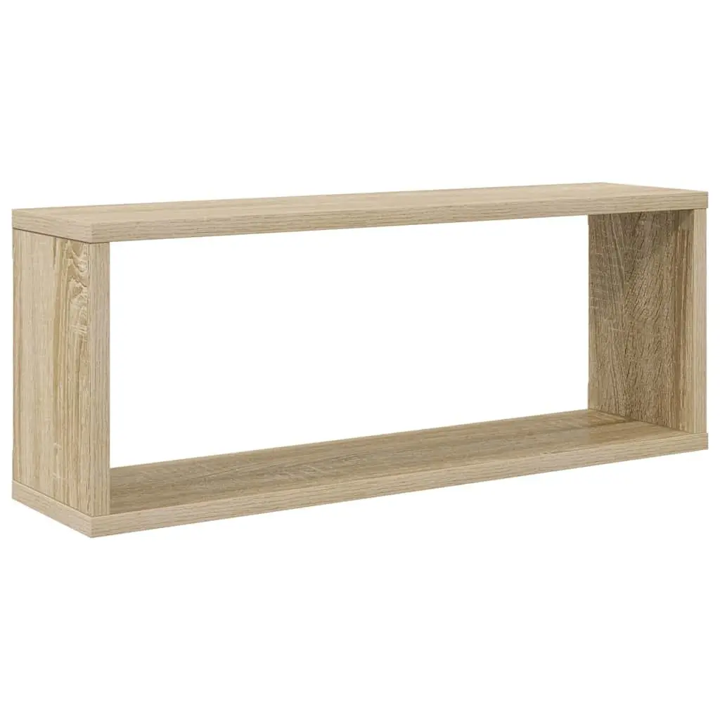 Wall Cube Shelves Brown Floating Storage Display Organiser Set of 4