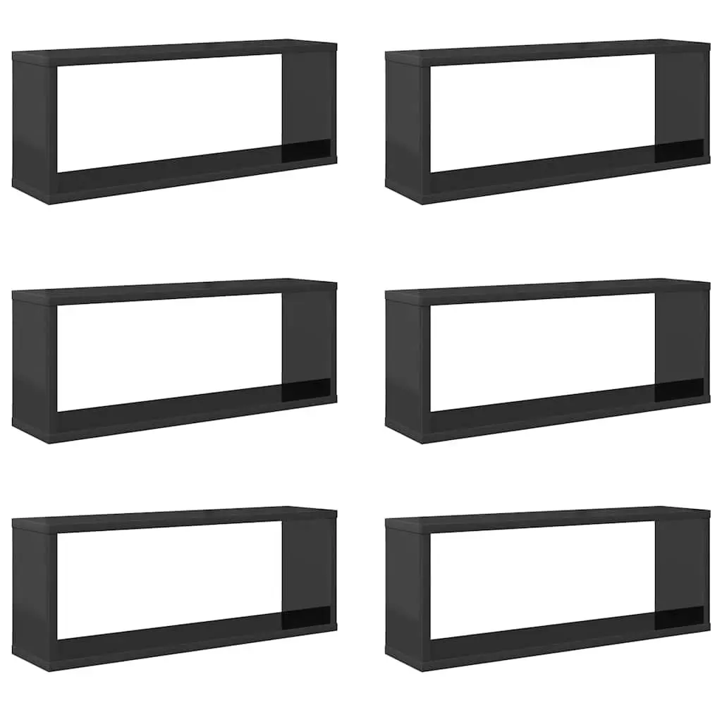 Wall Cube Shelves 6 Pieces Grey Storage Display Floating Shelving Set Decor