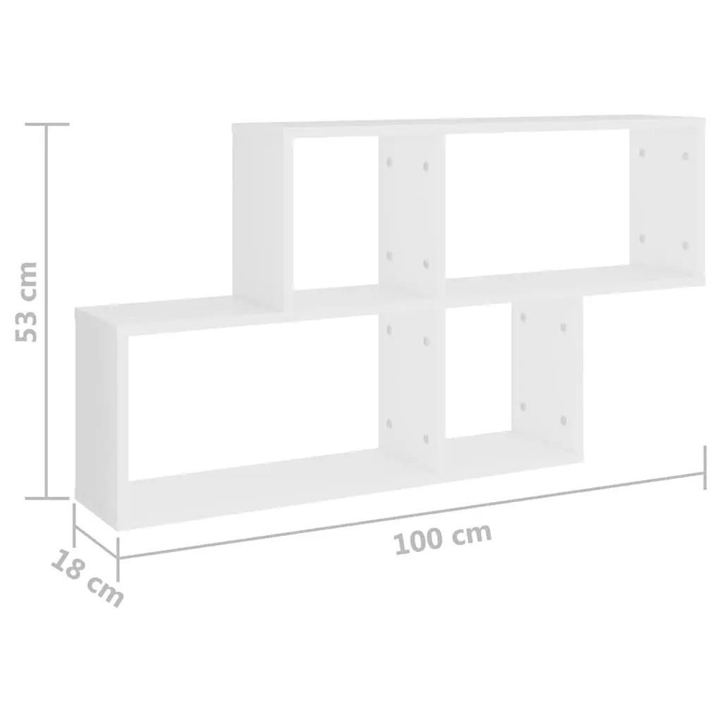 White Wall Shelf Cube Storage Display Unit Modern Home Decor 100 x 18 x 53 cm