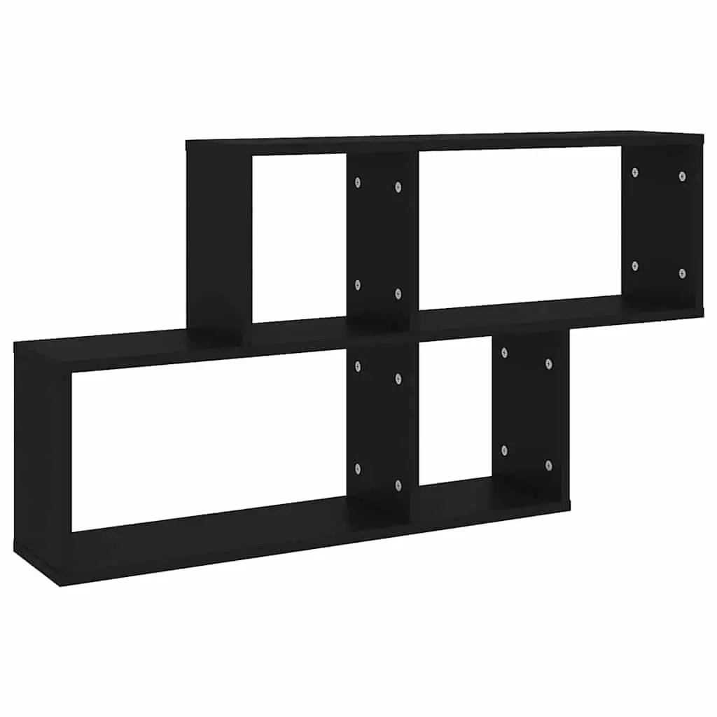 Black Floating Wall Shelf Cube Organizer Storage for Living Room Bedroom 100x18x53cm