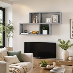 Wall Shelf Grey Concrete 100x18x53cm Engineered Wood Display Storage Organizer