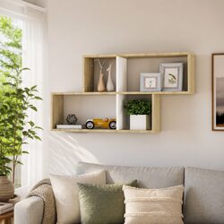 Wall Shelf White Sonoma Oak Engineered Wood Cube Display Storage Living Room