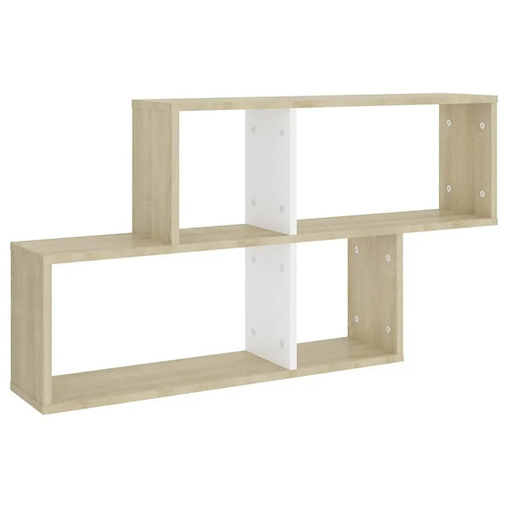 Wall Shelf White Engineered Wood Cube Display Storage 100 x 18 x 53 cm