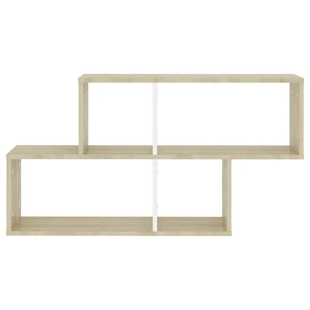 Wall Shelf White Engineered Wood Cube Display Storage 100 x 18 x 53 cm
