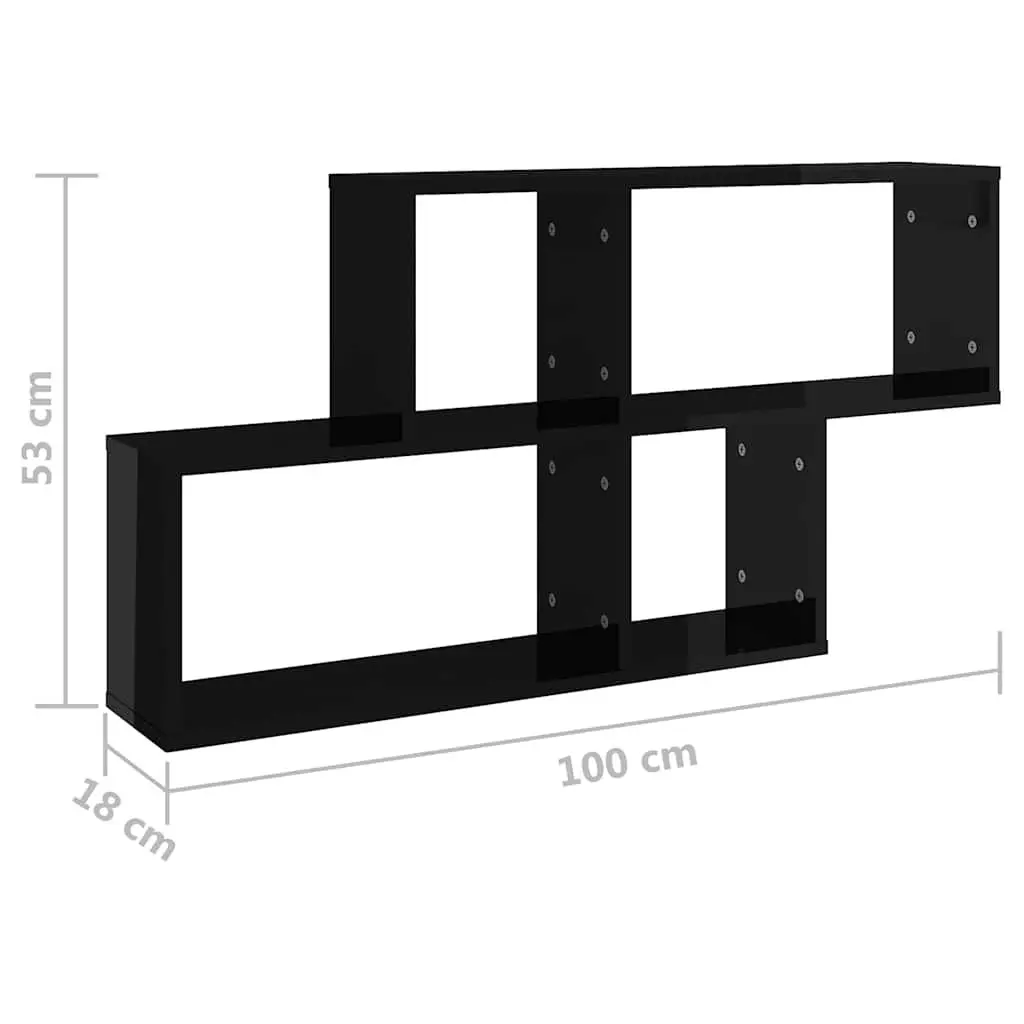 High Gloss Black Wall Shelf