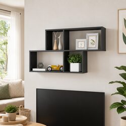 Wall Shelf Grey High Gloss Display Unit Floating Cube Storage Shelving Decor