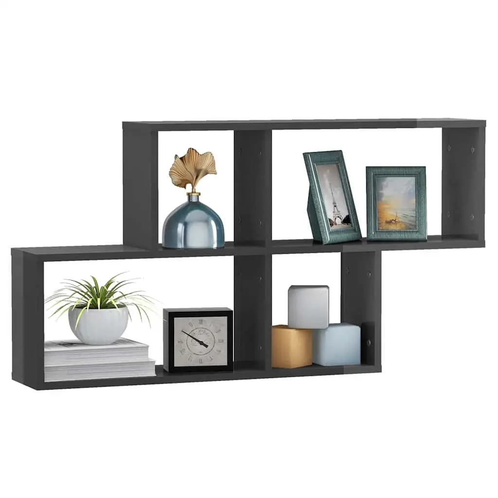 Grey High Gloss Wall Shelf