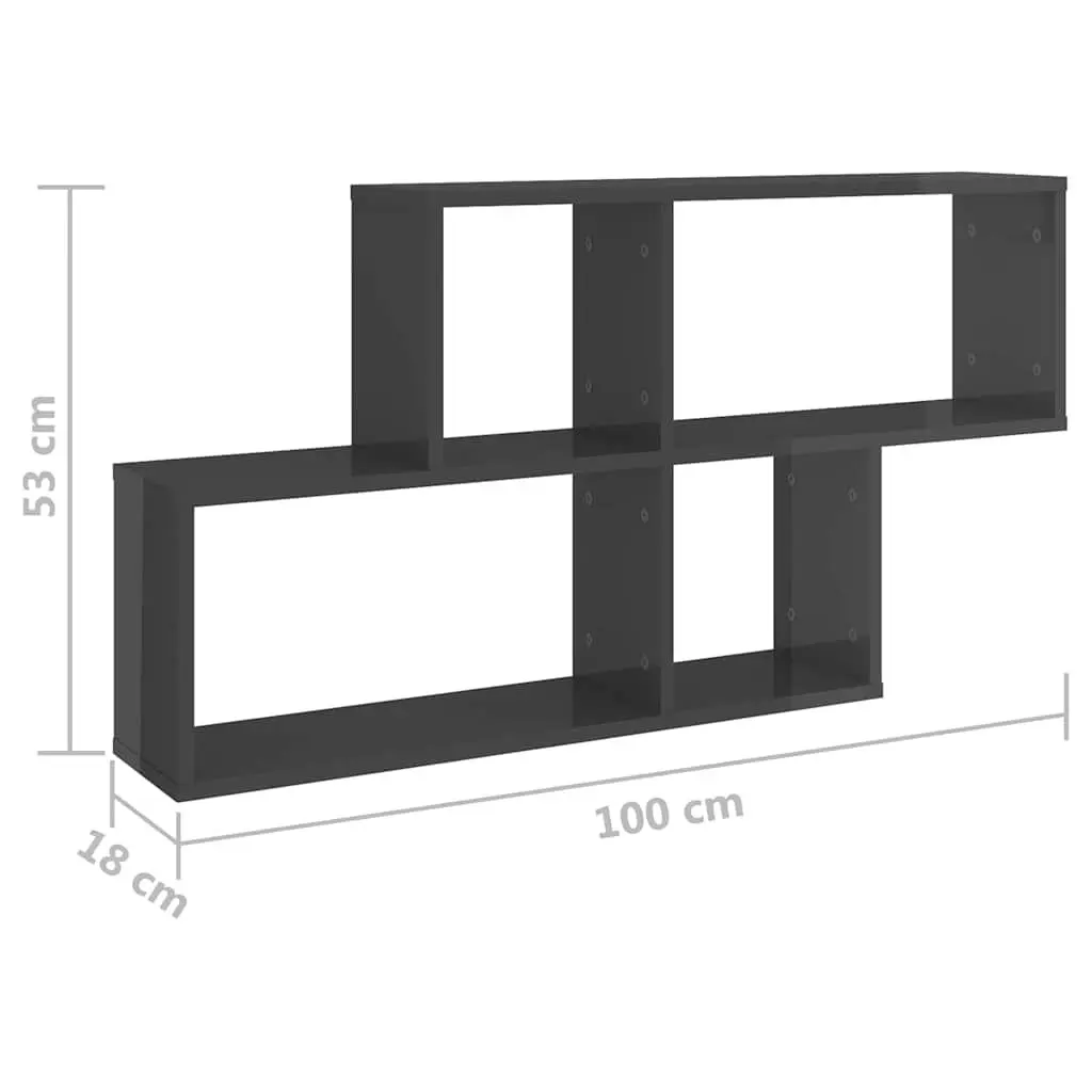 Grey High Gloss Wall Shelf