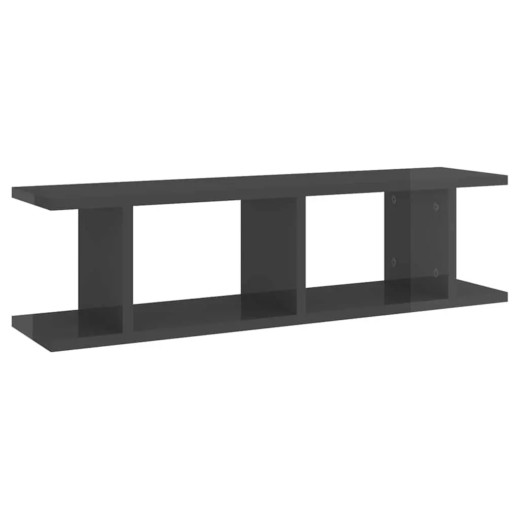 Wall Shelves Grey Floating Display Cube 75 x 18 x 20 cm 2 Pcs