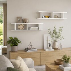 White Wall Shelf 90x18x20cm Floating Display Cube Storage Shelves Decor