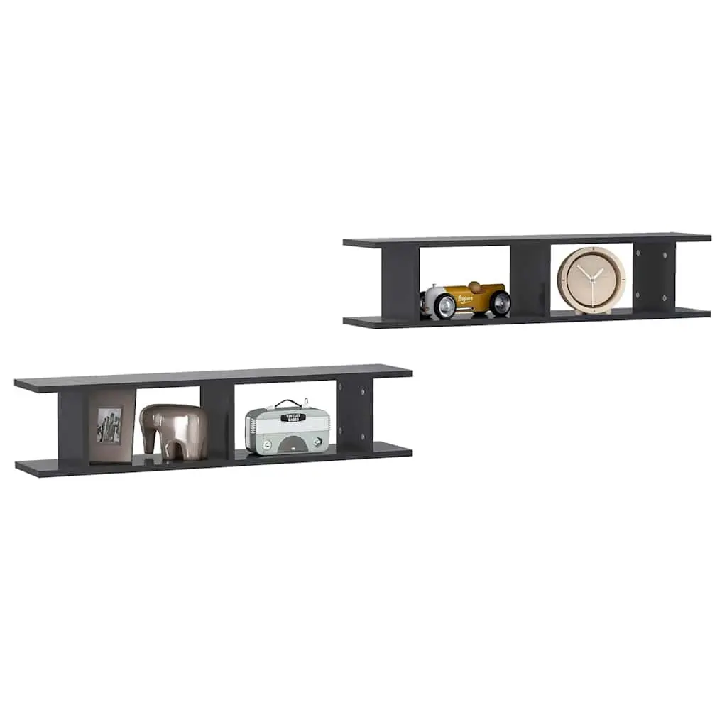 Wall Shelves Floating Display Cube Grey 90x18x20 cm 2 pcs