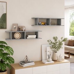 Wall Shelves 2 pc Grey Floating Display Cube Storage Bedroom Living Room Decor