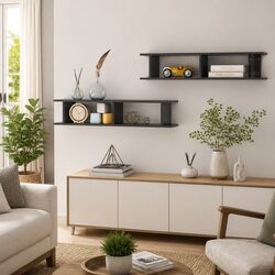 Wall Shelves 2 pcs Grey Floating Cube Display Storage Bedroom Living Room Decor