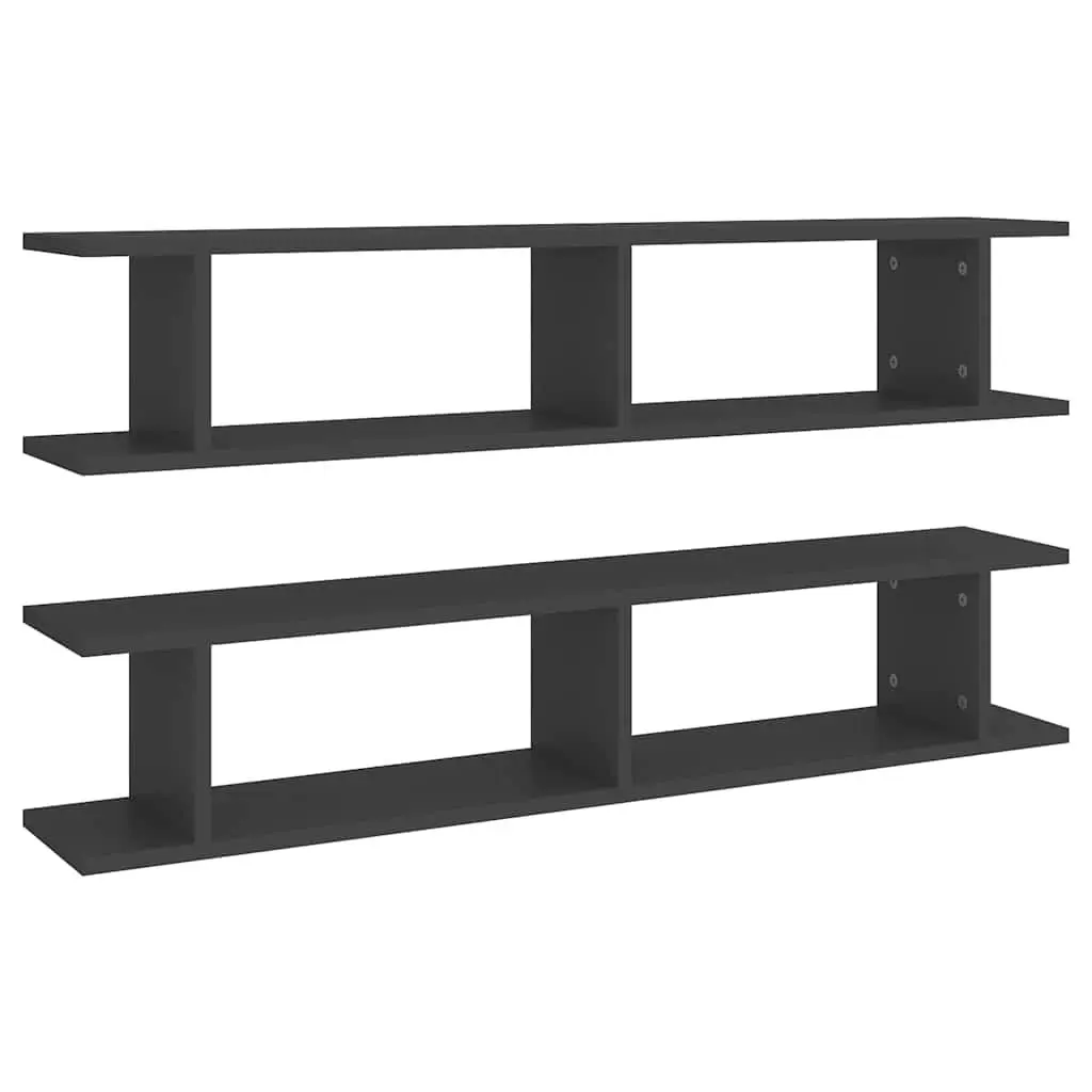 Wall Shelves Grey Floating Cube Display 105 x 18 x 20 cm 2 pcs