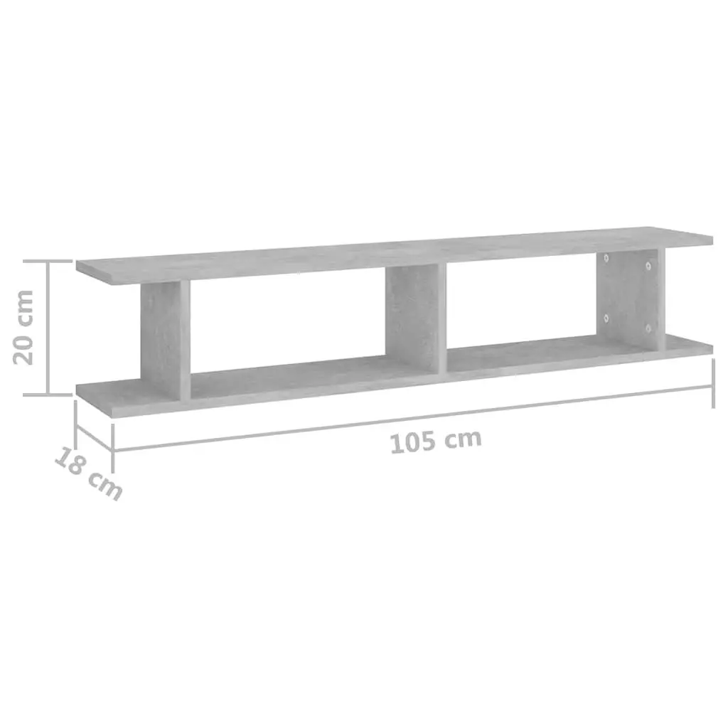 Wall Shelves 2 pcs Grey Cube Display Floating Storage Mounting System