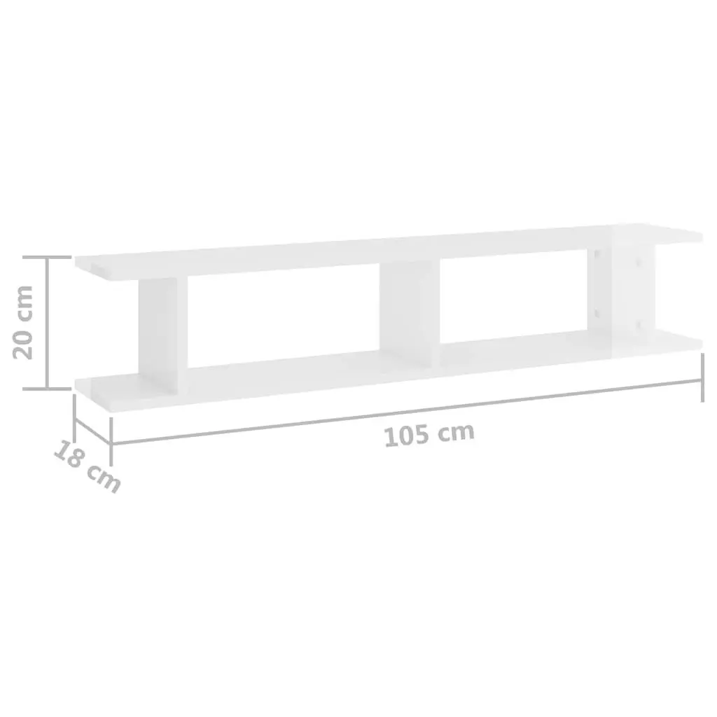 Wall Shelves 2 pcs White High Gloss Floating Display Cube Storage Living Room