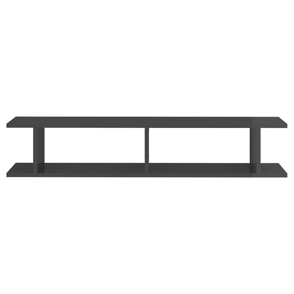 Floating Wall Shelves 2pc Grey High Gloss Cube Display Shelf Living Room Bedroom