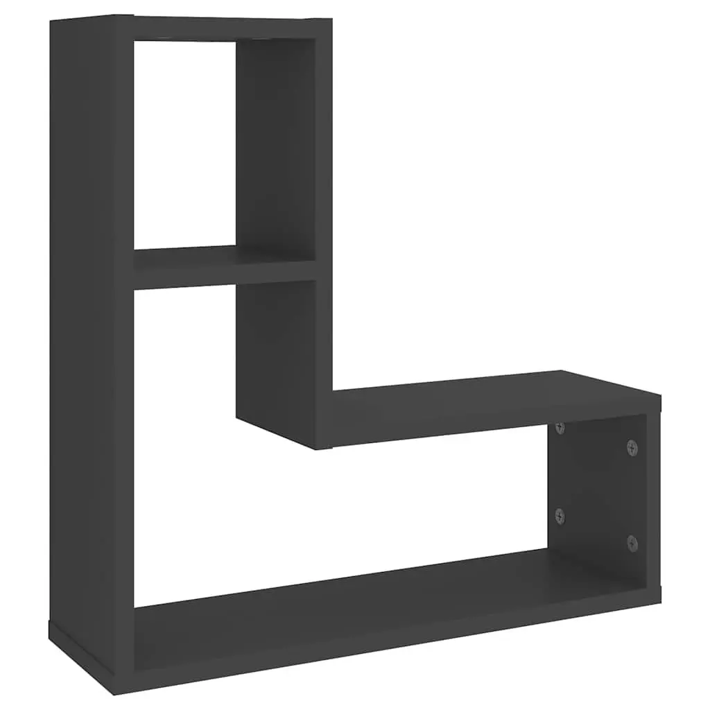 Wall Shelves Grey Cube Floating Display 50 x 15 x 50 cm 2 pcs