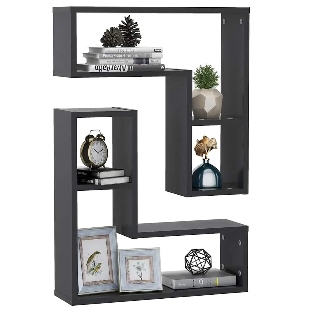 Wall Shelves Grey Cube Floating Display 50 x 15 x 50 cm 2 pcs