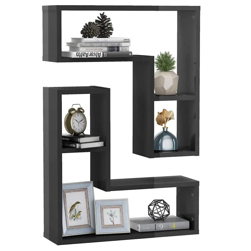 Wall Shelves Grey Cube Display Storage 50 x 15 x 50 cm 2 Piece